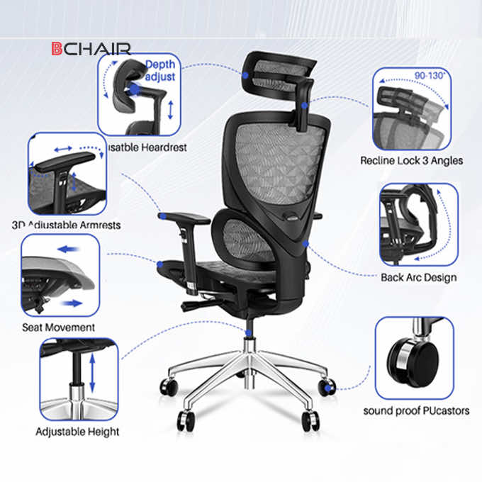 Ghế Công Thái Học Ergonomic Có Để Chân B-101AF