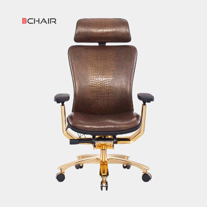 Ghế công thái học mạ vàng, bọc da Hermes B-901Gold 1 Ghế công thái học mạ vàng, bọc da Hermes B-901Gold - Ảnh 2