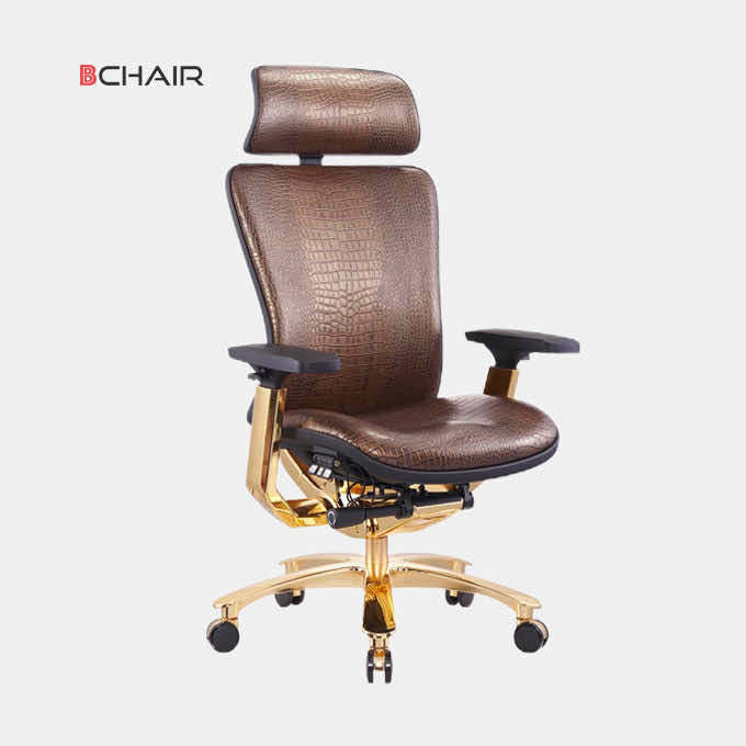 Ghế công thái học mạ vàng, bọc da Hermes B-901Gold 2 Ghế công thái học mạ vàng, bọc da Hermes B-901Gold - Ảnh 3