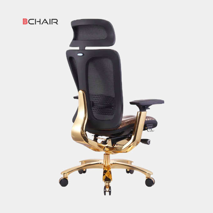 Ghế công thái học mạ vàng, bọc da Hermes B-901Gold 4 Ghế công thái học mạ vàng, bọc da Hermes B-901Gold - Ảnh 5