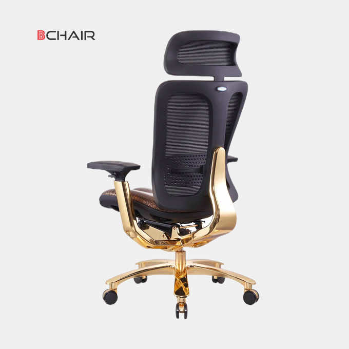 Ghế công thái học mạ vàng, bọc da Hermes B-901Gold 6 Ghế công thái học mạ vàng, bọc da Hermes B-901Gold - Ảnh 7