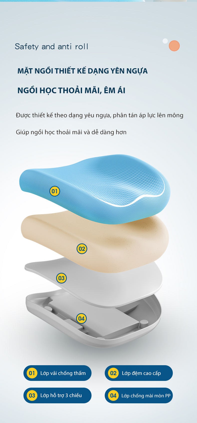 Ghế chống gù công thái học cho trẻ em DSY-1002 25 Ghe Hoc Sinh Chong Gu Dsy 1002 Anh 04