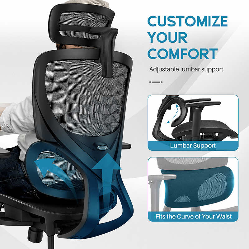 Ghế công thái học B-102 18 Thiết kế công thái học, hỗ trợ thắt lưng