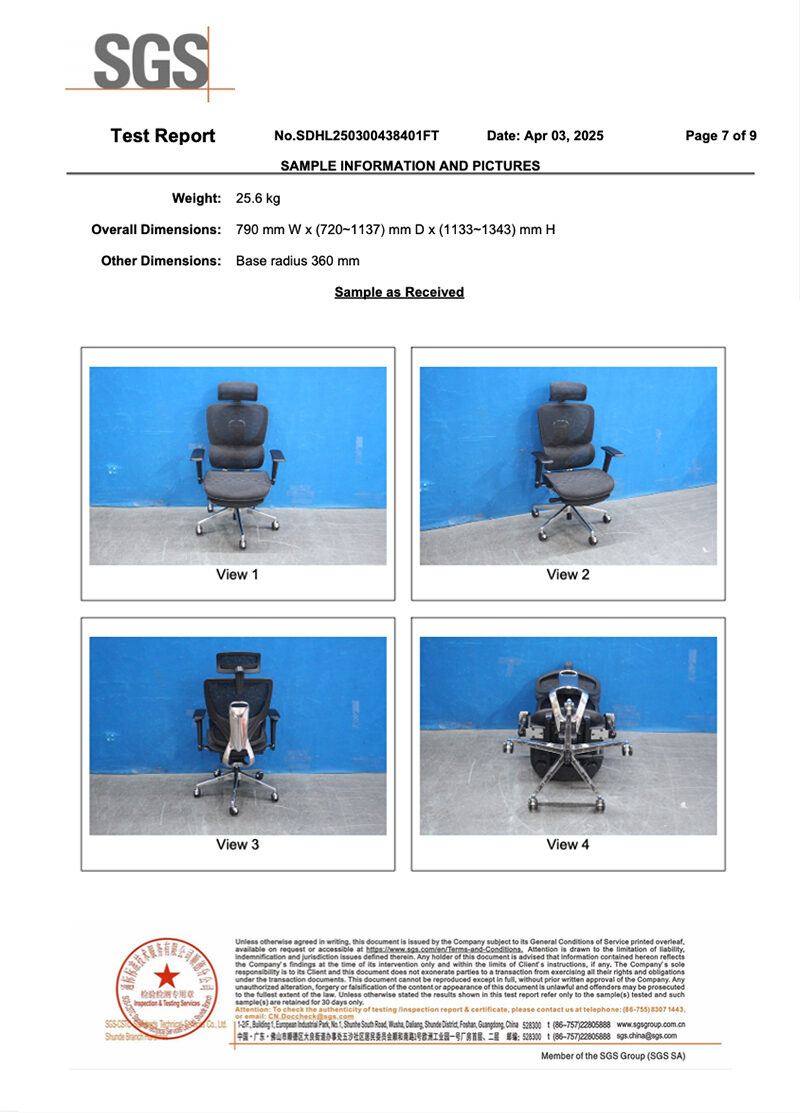 Giay chung nhan BIFMA ghe cong thai hoc B 1018D