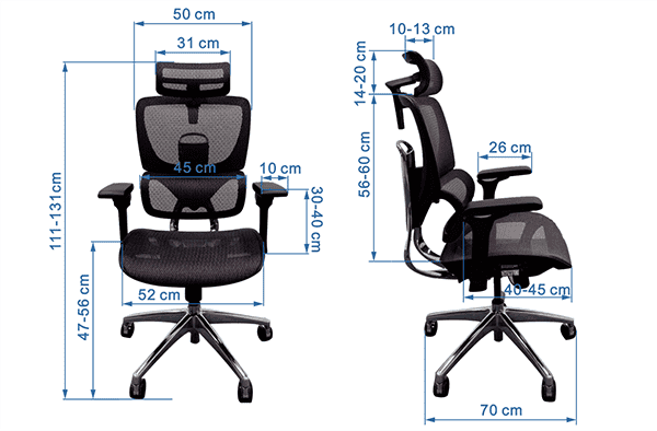 Thông số kỹ thuật ghế công thái học B1018D