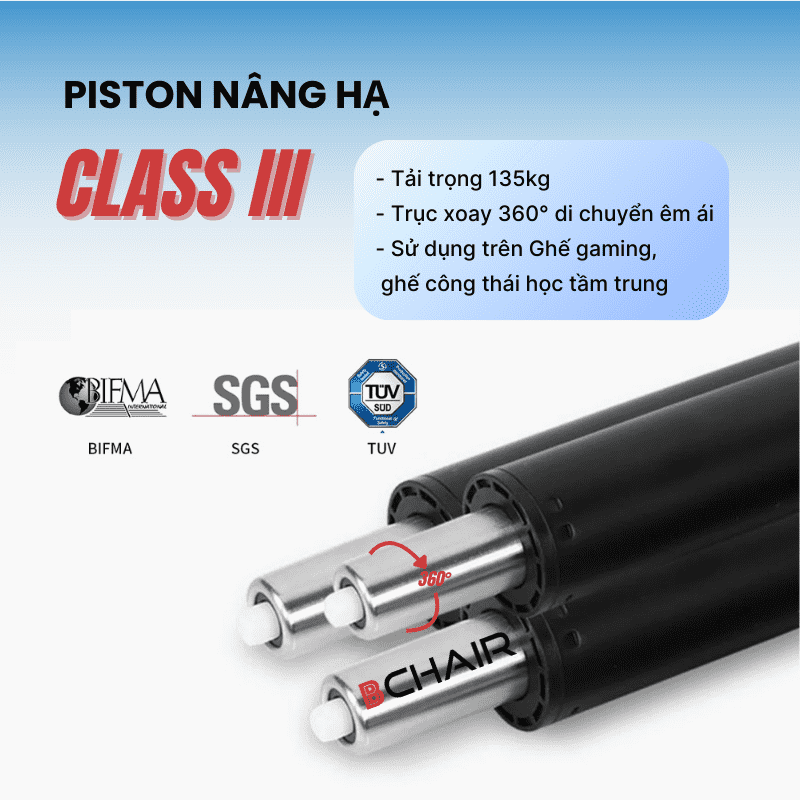 Piston Class 3 trên ghế công thái học