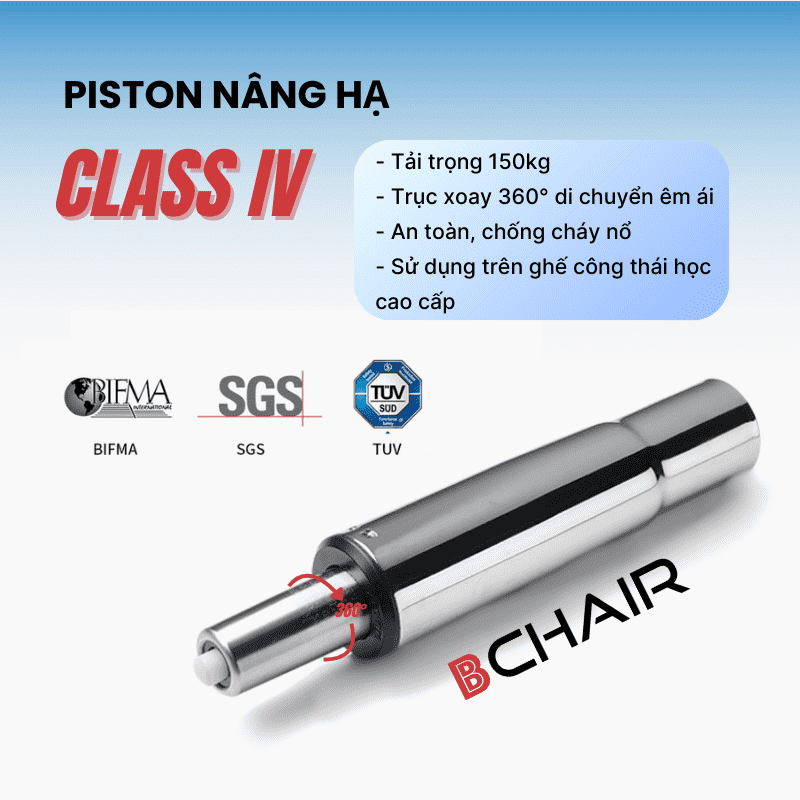 Piston Class 4 trên ghế công thái học cao cấp