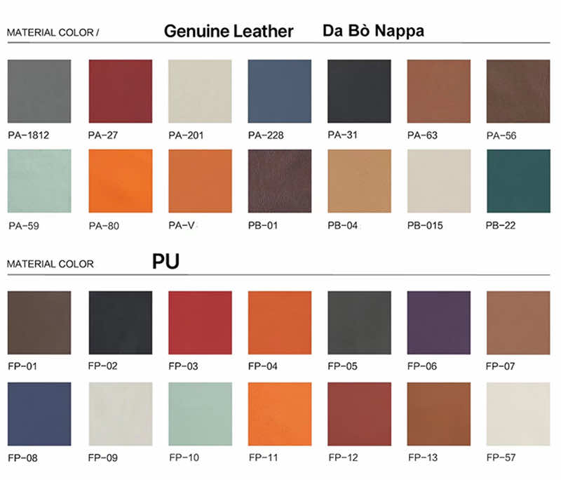 Bảng màu da bò và da PU có thể sử dụng cho ghế Bchair
