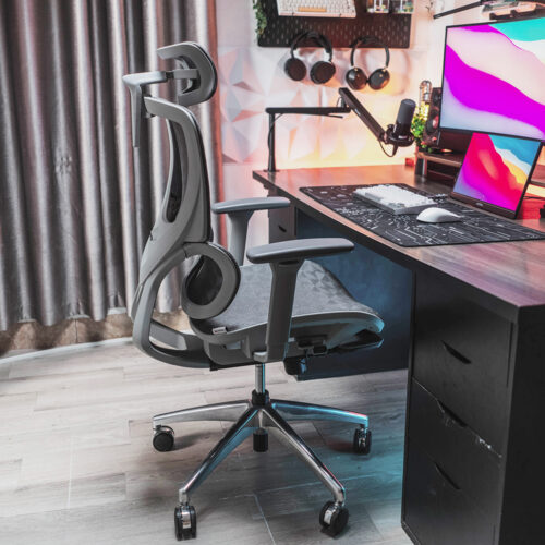 Ghế công thái học BC-102BV1 màu ghi chân nhôm đúc nguyên khối 13 STE00010 HDR