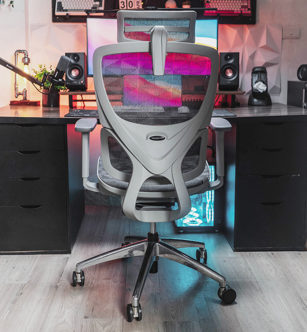 Ghế công thái học BC-102BV1 màu ghi chân nhôm đúc nguyên khối 2 anh1