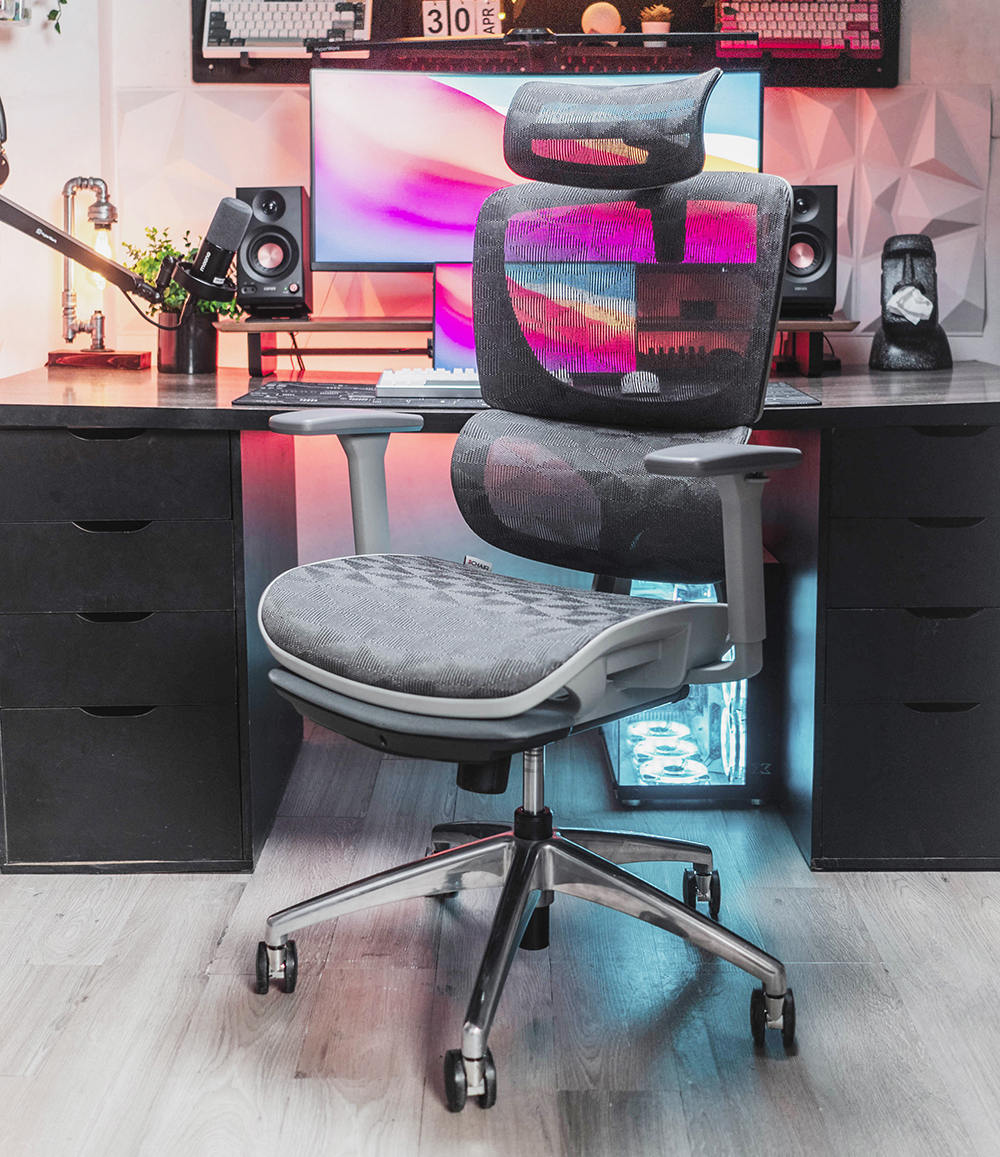 Ghế công thái học BC-102BV1 màu ghi chân nhôm đúc nguyên khối 3 anh2