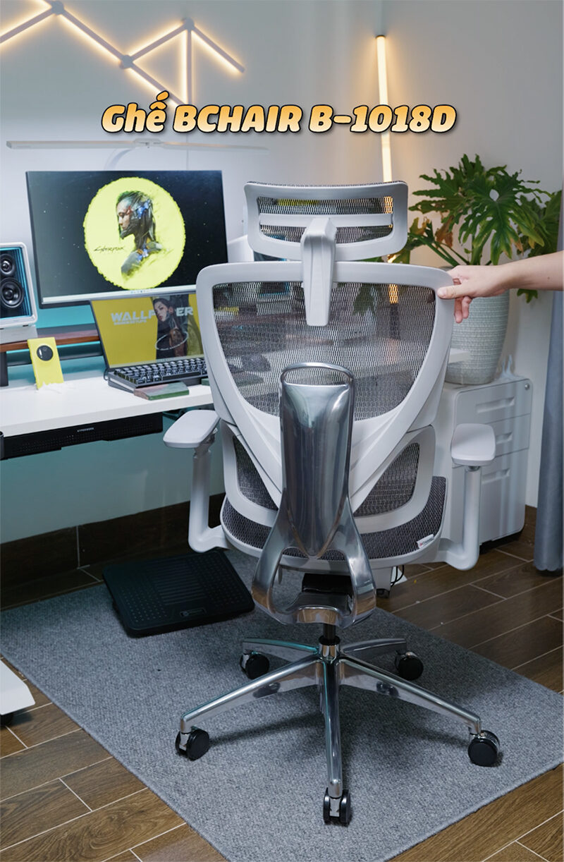 Hình ảnh ghế công thái học BC-1018V1 màu ghi chụp bởi Nghiện setups 01 1 1