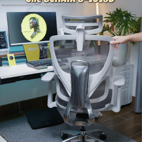 Ghế công thái học BC-1018V1 màu ghi tựa tay 5D, khung và chân nhôm đúc nguyên khối 8 1