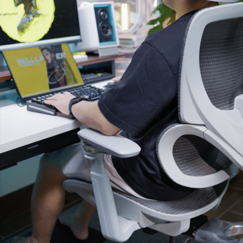 Ghế công thái học BC-1018V1 màu ghi tựa tay 5D, khung và chân nhôm đúc nguyên khối 9 3