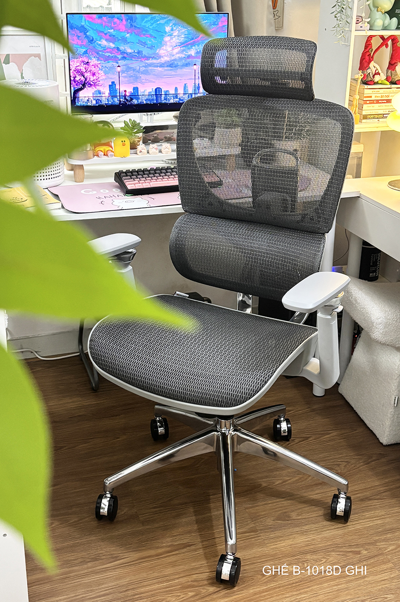 Ghế công thái học B1018D Ghi Đẹp