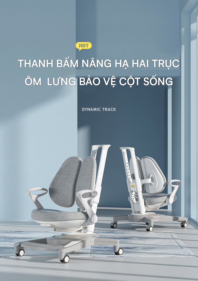 Ghế Chống Gù Lưng DRY-818 – Nâng Hạ Nút Bấm 18 Bsuc Thanh Bam Nang Ha Hai Truc