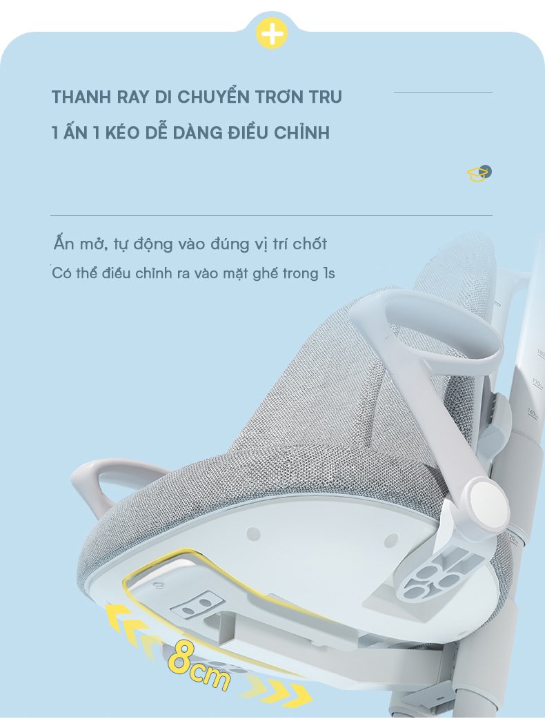 Ghế Chống Gù Lưng DRY-818 – Nâng Hạ Nút Bấm 23 Thanh Ray Di Chuyen De Dang Bsuc