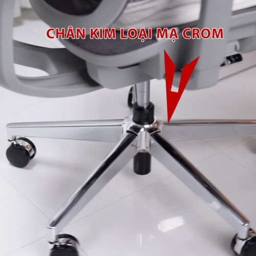 Ghế công thái học Ergonomic B-102A màu ghi chân kim loại mạ crom 14 A2 1