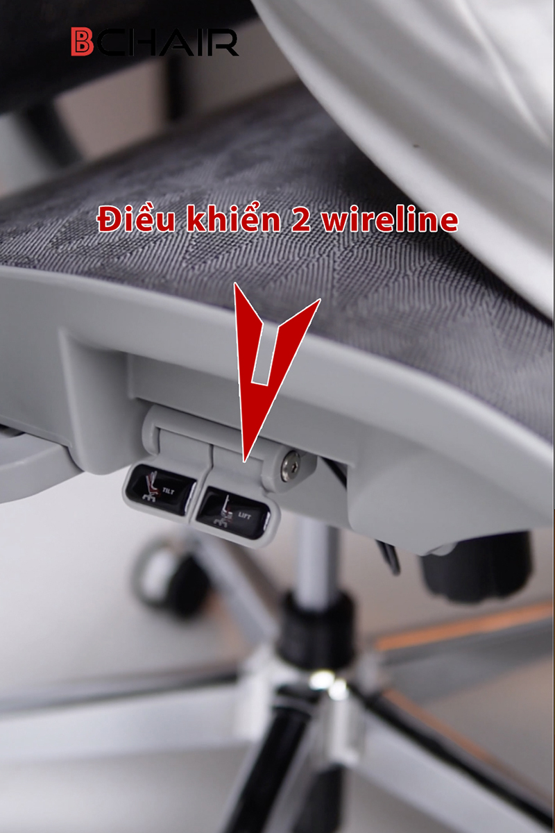 Ghế công thái học Ergonomic B-102A màu ghi chân kim loại mạ crom 36 Điều khiển cơ chế 2 wireline