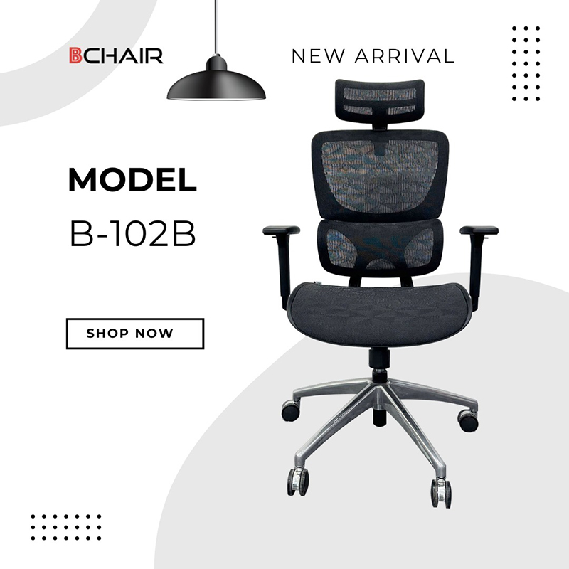 Ghế công thái học BC-102V1 black chân nhôm đúc nguyên khối