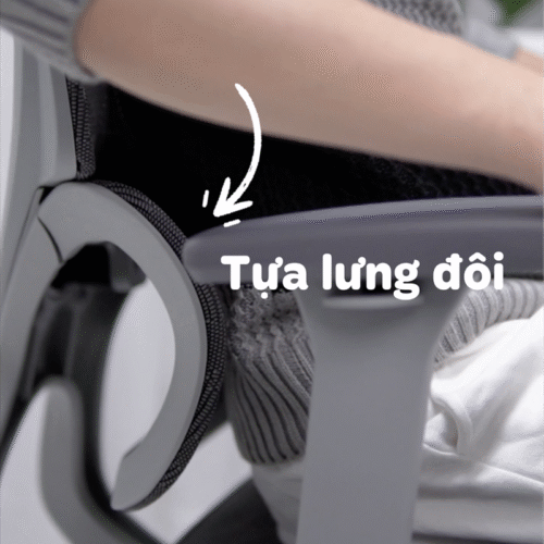 Ghế công thái học Ergonomic B-102A màu ghi chân kim loại mạ crom 18 a6