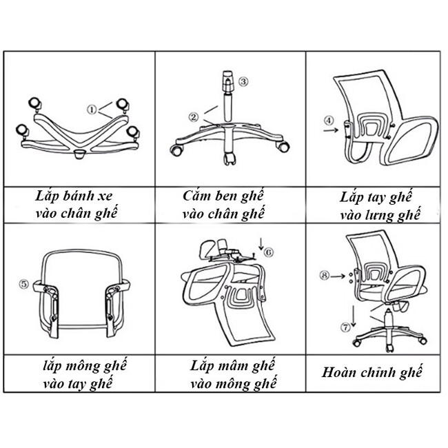 Cách lắp ghế công thái học