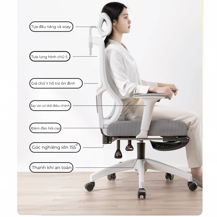 Cách sử dụng ghế công thái học: Hướng dẫn chỉnh và ngả ghế đúng chuẩn 1 Cách sử dụng ghế công thái học
