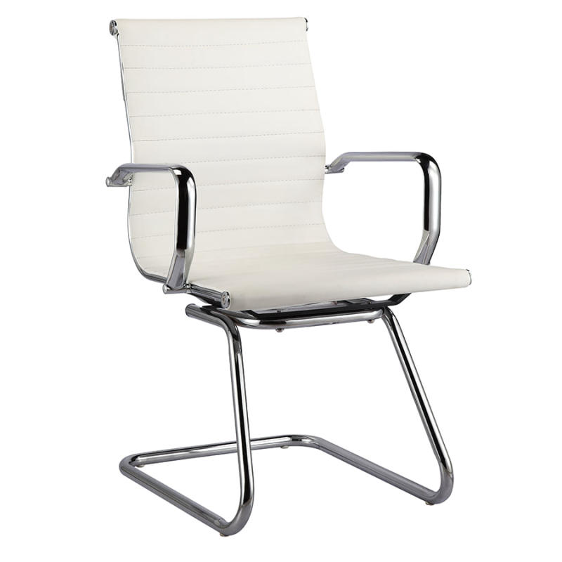 Ghế văn phòng màu trắng thiết kế chân quỳ inox Ghế văn phòng màu trắng thiết kế chân quỳ inox