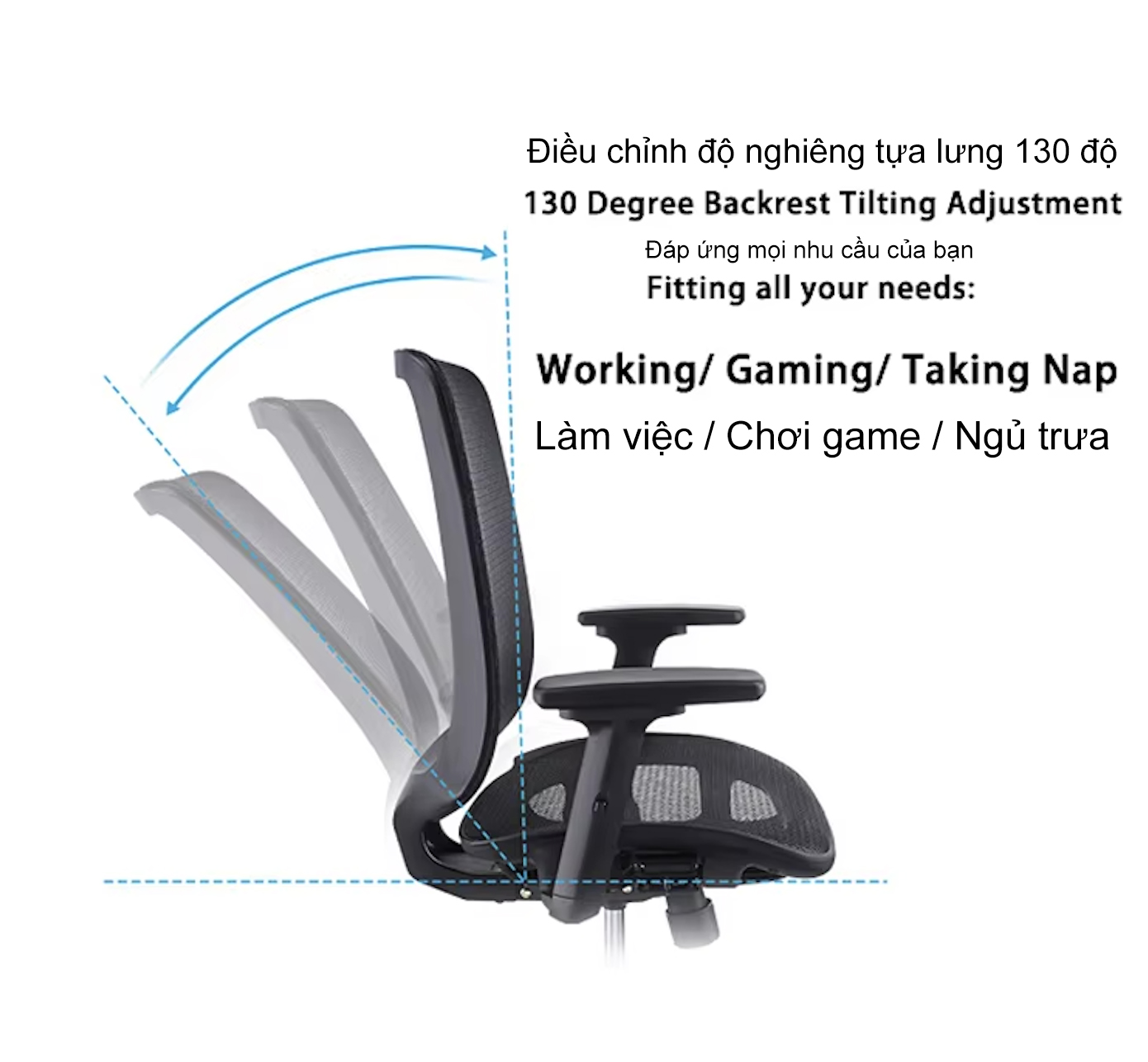 Ghế nhân viên văn phòng BC-406 28 Ghế nhân viên văn phòng BC-406 điều chỉnh độ nghiêng thoải mãi