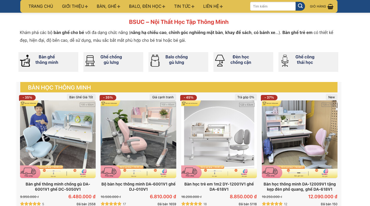 Giới thiệu về Công Ty TNHH BSUC 1 Bàn học thông minh, ghế chống gù BSUC